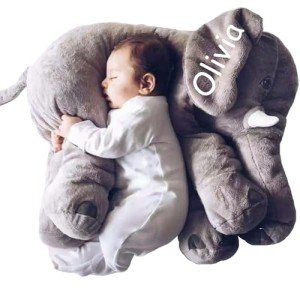 Personalized Plush Elephant Pillow with Custom Details