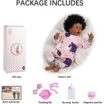 Lifelike African American Reborn Baby Doll 17-Inch