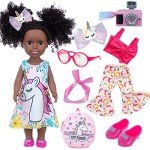 ZQDOLL 14.5" Black Silicone Doll with Accessories