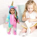 Rainbow Unicorn Onesie Pajamas for 18-Inch Dolls