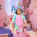Rainbow Unicorn Onesie Pajamas for 18-Inch Dolls
