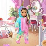 Rainbow Unicorn Onesie Pajamas for 18-Inch Dolls