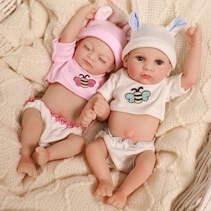 Adorable 10-Inch Twin Silicone Reborn Dolls Set