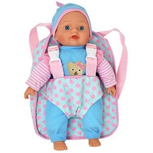 13" Soft Baby Doll with Pink Backpack Carrier