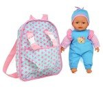 13" Soft Baby Doll with Pink Backpack Carrier