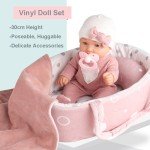 12'' Pink Reborn Baby Doll Playset with Accessories