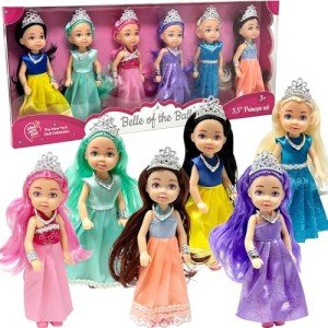 Mini Princess Doll Set with Tiaras and Accessories