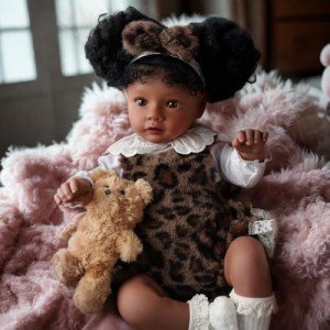 Lifelike 20-Inch Black Reborn Baby Doll Set