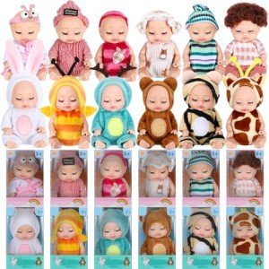 Mini Baby Doll Set - 12 Realistic Tiny Dolls