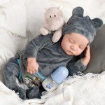 Lifelike 18-Inch Reborn Grey Baby Doll Set