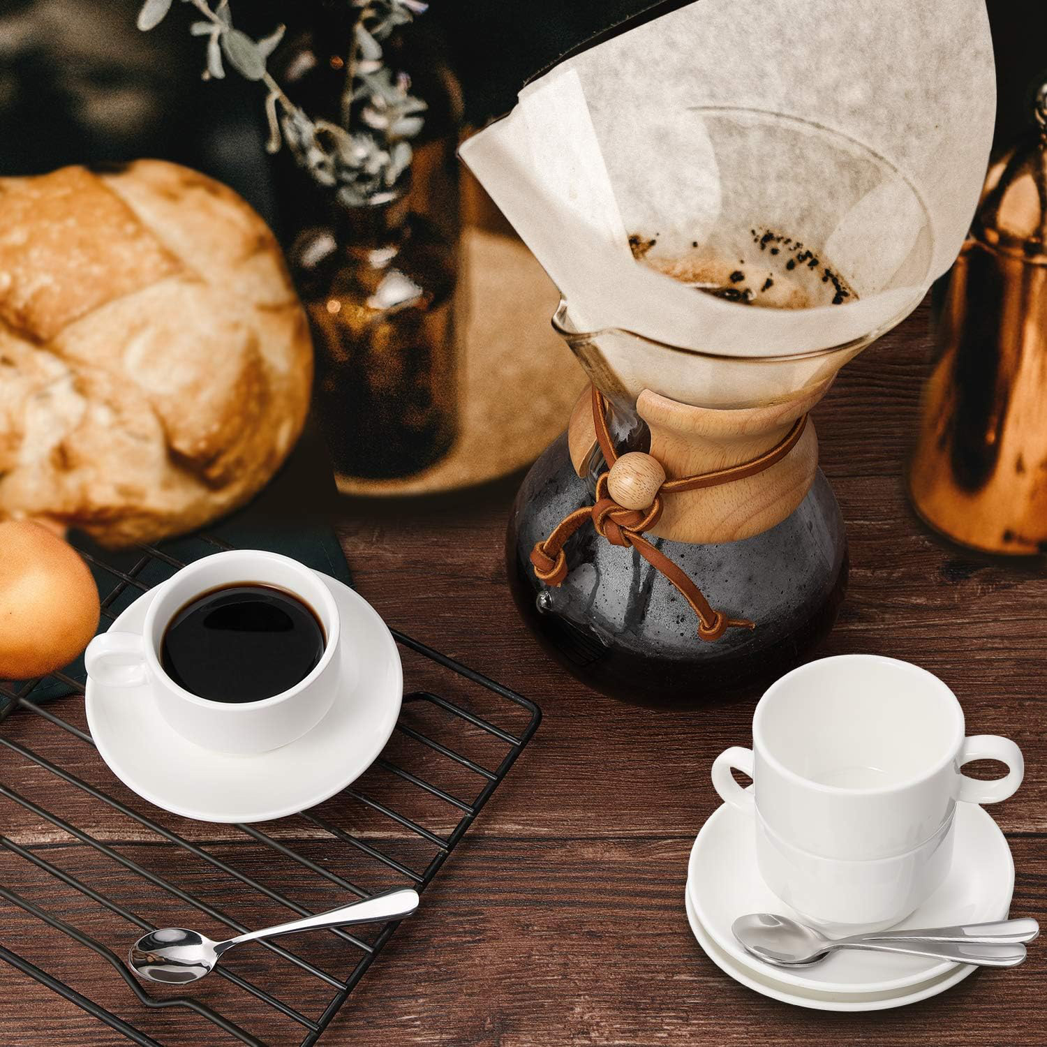 Stylish Stackable Porcelain Espresso Coffee Mugs Set