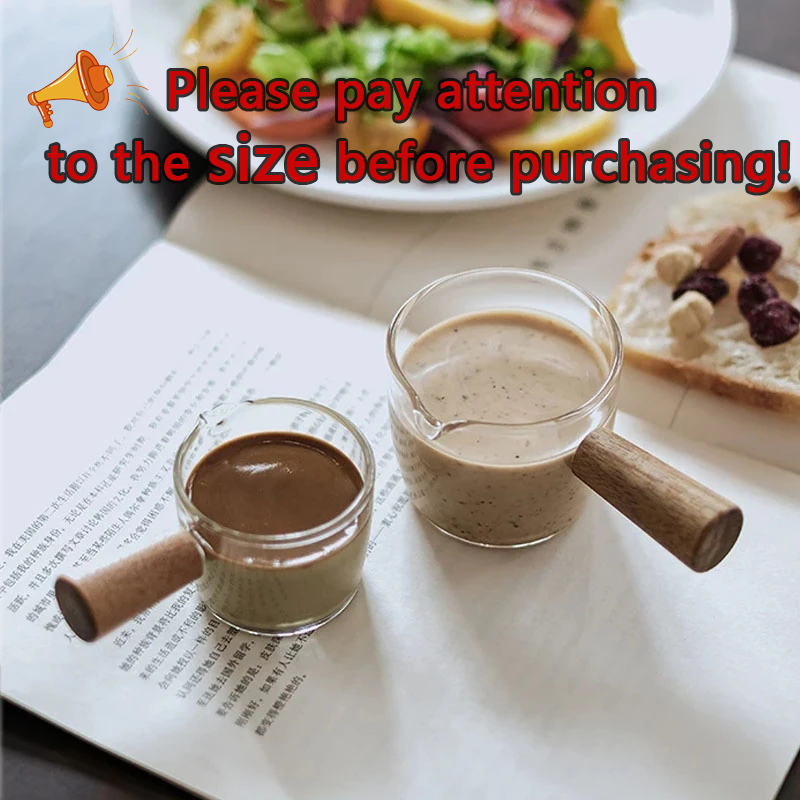 Wood Handle Glass Espresso Measuring Cup - 50ml to 140ml