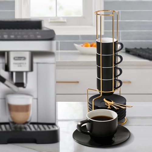 Lareina Stackable Porcelain Espresso Cups Set