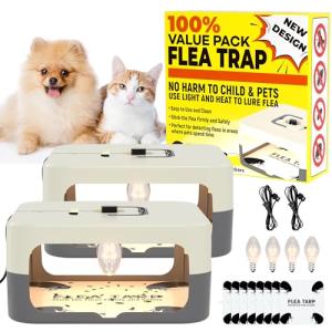 2 Pack Indoor Flea Traps with Bulbs and Discs