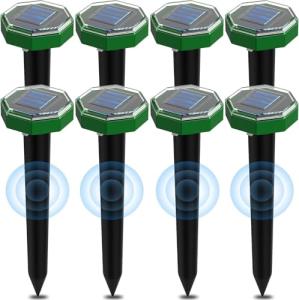 Solar-Powered Ultrasonic Mole Repellent Stakes (8 Pack)