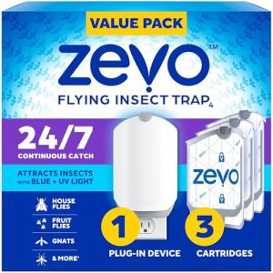 Zevo Indoor Fly Trap with 3 Refill Cartridges