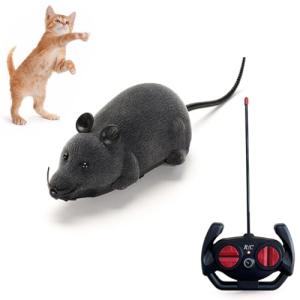 Remote Control Rat Mouse Cat Toy Realistic RC Fake Rat Mouse Toy Flocking Wireless Chasing Electronic Interactive Cat Toys Prank Joke Scary Trick Rats for Cats Dogs Pets Novelty Gift (Grey)