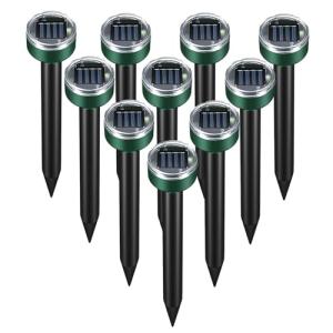 10-Pack Solar Mole Repellent Stakes for Lawns