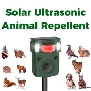 2025 Upgraded Solar Ultrasonic Animal Repellent Outdoor – Motion Activated Deer, Squirrel, Cat, Raccoon, Dog & Bird Deterrent with Multi-Frequency LED Strobe & Ultrasonic Sweep for Yard, Garden, Farm