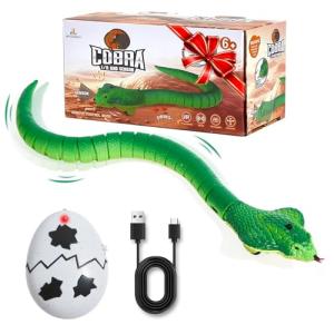 Remote Control Snakes Lifelike Fake Snake Toy Rc Snake Prank Cobra Rechargeable Smart Sensing Interactive Cat Toy with Infrared Controller, Remote & Auto-Sensing Modes, Fun Prank Gifts for Boys Age 6+