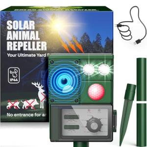 Vsyt Solar Ultrasonic Animal Repellent, Cat Repellent Outdoor, Squirrel Repellent, Deer Repellent Devices, Dog, Raccoon, Skunk, Rabbit, Rodent, Coyote, Waterproof IP 65, PIR Sensor
