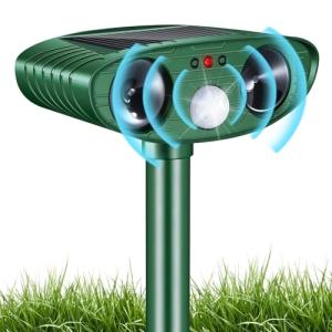 Stray Cat Deterrent Outdoor Solar Powered - Motion Activated Animal Repeller Ultrasonic, Humane Pest Control for Gardens, Yards to Repel Deer,Raccoons,Squirrels,Skunks,Birds​,Rabbits