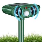 Stray Cat Deterrent Outdoor Solar Powered - Motion Activated Animal Repeller Ultrasonic, Humane Pest Control for Gardens, Yards to Repel Deer,Raccoons,Squirrels,Skunks,Birds​,Rabbits