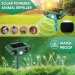 Stray Cat Deterrent Outdoor Solar Powered - Motion Activated Animal Repeller Ultrasonic, Humane Pest Control for Gardens, Yards to Repel Deer,Raccoons,Squirrels,Skunks,Birds​,Rabbits