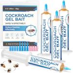 Cockroach Gel Bait Set, 4 Tubes x 30g,4 Plungers and 4 Tips, Targeted Roach Control Gel for German Common Cockroach Species, Indoor & Outdoor Application for Kitchen, Bathroom and Hidden Areas