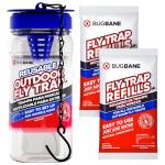 Fly Traps Outdoor Fly Trap for Patio with 2 Non-Toxic Dissolvable Bait Refills. Reusable Hanging Bug Catcher Killer for All Filth Flies for Outside Bug Control Yard Ranch. Hanging Chains Included