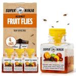 Super Ninja Fruit Fly Traps for Indoors - 4 Pack, Highly Effective Fruit Fly Catcher for Indoor Use for Home & Kitchen, Up to 3 Weeks of Performance per Bottle, Kid & Pet Friendly