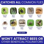 Fly Traps Outdoor Fly Trap for Patio with 2 Non-Toxic Dissolvable Bait Refills. Reusable Hanging Bug Catcher Killer for All Filth Flies for Outside Bug Control Yard Ranch. Hanging Chains Included