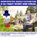 Fly Traps Outdoor Fly Trap for Patio with 2 Non-Toxic Dissolvable Bait Refills. Reusable Hanging Bug Catcher Killer for All Filth Flies for Outside Bug Control Yard Ranch. Hanging Chains Included