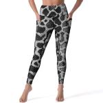 Snake Pattern Women's High Waist Tummy Control Yoga Pants with Pockets Workout Leggings for Women Running Pants Perfect Body Shaping Leggings
