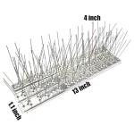 Bird Spikes with Stainless Steel Base,Covers 10.8 Feet, Bird Deterrent Outdoor for Pigeon Spikes Fence Kit for Deterring Small Metal Pigeon Deterrent Strips for Outdoor Wall Fence