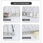 Bird Spikes with Stainless Steel Base,Covers 10.8 Feet, Bird Deterrent Outdoor for Pigeon Spikes Fence Kit for Deterring Small Metal Pigeon Deterrent Strips for Outdoor Wall Fence