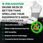 SKUNK SKIN Anti-Odor Ankle Tab Socks – Moisture Wicking Ankle Socks for Women and Men – Daily Wear & Training – Cool and Breathable – Black/White