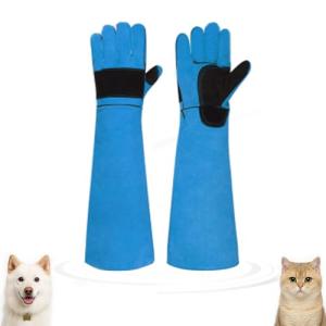 Tylulikaty 23.43inch Animal Handling Gloves, Animal Control Gloves Bite Resistant Snake Proof Cowhide Reinforced Leather Protection Dog Training Glove for Cats Scratch Reptiles Birds Falcon Grabbing