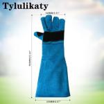 Tylulikaty 23.43inch Animal Handling Gloves, Animal Control Gloves Bite Resistant Snake Proof Cowhide Reinforced Leather Protection Dog Training Glove for Cats Scratch Reptiles Birds Falcon Grabbing