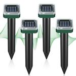 Mole Repellent Solar Powered, Ultrasonic Repeller, Waterproof Sonic Spikes Gopher Vole Groundhog Snake Chipmunk Mole Deterrent Get Rid of Moles in Your Yard (4pack)