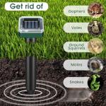 Mole Repellent Solar Powered, Ultrasonic Repeller, Waterproof Sonic Spikes Gopher Vole Groundhog Snake Chipmunk Mole Deterrent Get Rid of Moles in Your Yard (4pack)