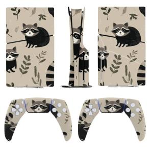 AoHanan Sticker for 5 Slim Disc Skin Black Raccoon Skin Controller Accessories Cover Skins Anime Vinyl Cover Sticker Full Set Only for 5 Slim Disc Edition
