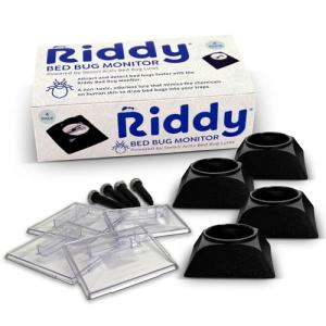 Riddy Bed Bug Detection Kit, Bed Bug Trap and Lure for Early Detection and Monitoring, Safe for Mattress, for Home or Travel, 4 Pack (Includes 4 Traps and 4 Lures)