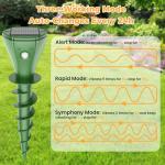 4 Pack Mole Repellent Solar Powered, Snake & Skunk & Vole & Gopher & Armadillo & Rabbit & Groundhog & Chipmunk Repellent for Yard, IP 65 Waterproof Outdoor Ultrasonic Deterrent for Lawns Garden