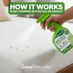 GoneNaturally Bed Bug Spray – Scentless Natural Bed Bug Killer for Home & Mattress, Kills Bed Bugs, Nymphs & Eggs on Contact – Non-Staining, Kid & Pet Safe – Flea, Tick & Dust Mite Control, 16 oz