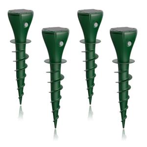 4 Pack Mole Repellent Screw Solar Powered Gopher Deterrent Stake for Outdoor Lawns with Electic Vibration, Repels Snake Vole Groundhog Armadillo from Yard and Garden