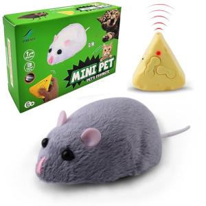 Tipmant Mini Sized RC Mice IR Remote Control Rat Mouse Animal Prank Joke Scary Trick Toys for Cat Dog Kids Christmas Birthday Gifts (Grey)