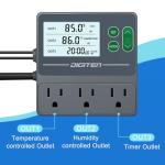 DIGITEN Temperature and Humidity Controller with Timer - 3 Outlet, 2 Separate Probes, Plug in Temperature Controller for Reptiles,Snake, Mushrooms, Tent, Triple Control for Temp,Humidity,Time