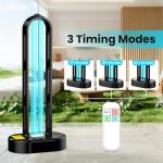 ZETAWALE 2 Pack UV Light Sanitizer, Ultraviolet Lamp with Remote Control for Bed Bugs and Dust Mites, Home Disinfection Device UV Lamp for Home, Room & Kitchen, Ultraviolet Light with 3 Speed Timings