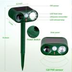 4-Pack Solar Ultrasonic Animal Repeller with Strobe